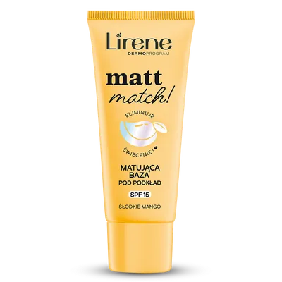 Lirene Dermoprogram Matt Match!, Matująca baza pod podkład SPF 15 `Słodkie mango`