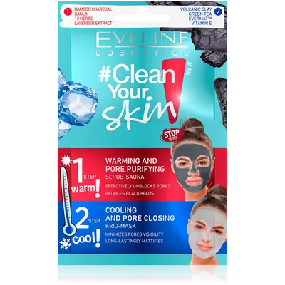 Eveline Cosmetics # Clean Your Skin, Rozgrzewający peeling - sauna  i chłodząca krio - maska do twarzy