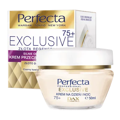 Perfecta Exclusive, Złota regeneracja, Silnie odbudowujący krem przeciwzmarszczkowy 75+