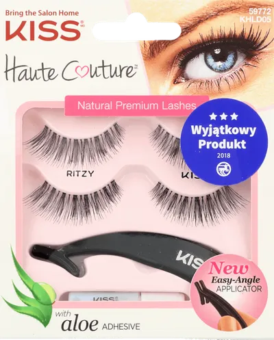 Kiss Haute Couture, Ritzy Kiss, Natural Premium Lashes with Aloe Adhesive (Zestaw sztucznych rzęs)