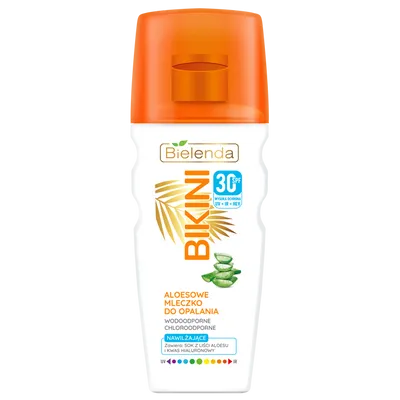 Bielenda Bikini, Aloesowe mleczko do opalania SPF 30 nawilżające wodoodporne i chloroodporne