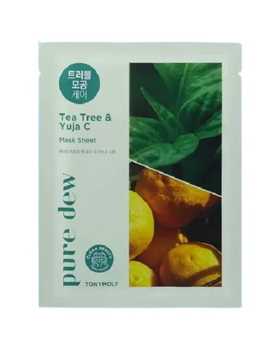 Tony Moly Pure Dew, Tea Tree & Yuja C Trouble Mask Sheet (Maska w płacie do twarzy)