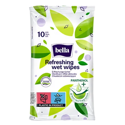 Bella Refreshing Wet Wipes Green Tea (Chusteczki odświeżające `Zielona herbata`)