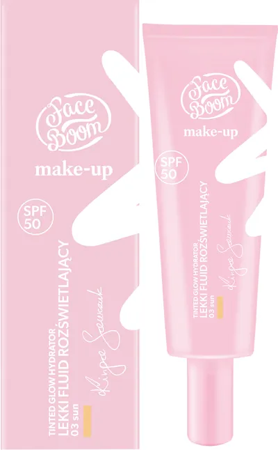 FaceBoom Make-Up, Tinted Glow Hydrator SPF 50 (Lekki fluid rozświetlający SPF 50)