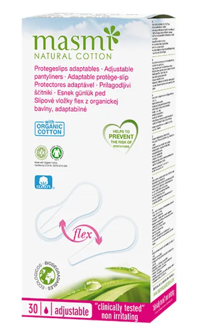 Masmi Natural Cotton, Adjustable Pantyliners (Elastyczne wkładki higieniczne)