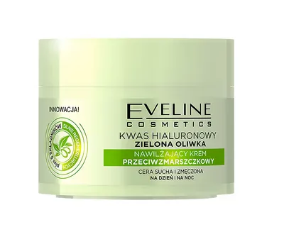 Eveline Cosmetics Kwas Hialuronowy & Zielona Oliwka, Nawilżający krem przeciwzmarszczkowy
