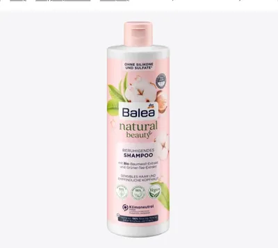 Balea Natural Beauty, Beruhigendes Shampoo (Szampon do włosów delikatnych i wrażliwej skóry głowy `Wyciąg z bawełny`)