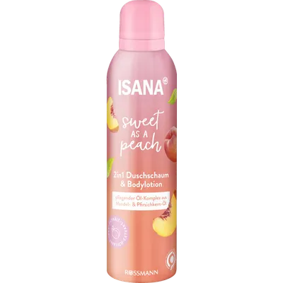 Isana Sweet as a Peach,  2in1 Duschschaum & Bodylotion (Pianka do mycia i lotion do ciała)