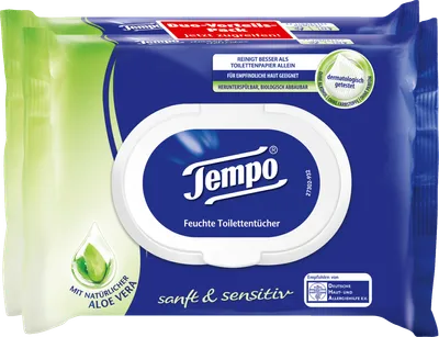 Tempo Feuchtes Toilettenpapier Sanft & Sensitiv Aloe Vera (Nawilżany papier toaletowy z ekstraktem z aloesu)
