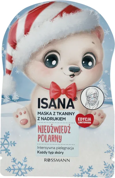 Isana Maska z tkaniny z nadrukiem Niedźwiedź polarny
