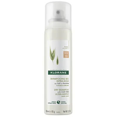 Klorane Dry Shampoo with Oat Milk, Ultra-Gentle, Dry Hair (Ultrałagodny szampon suchy z mleczkiem z owsa do włosów ciemnych)