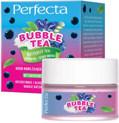 Perfecta Bubble Tea, Butterfly Tea, Erytrytol + Dzikie Indygo, Krem nawilżająco-rozświetlający