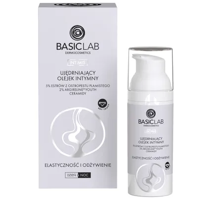 BasicLab Dermocosmetics Intimis, Ujędrniający olejek intymny z 5% estrów z ostropestu plamistego, 2% peptydu ARGIRELINE™ YOUth oraz ceramidami