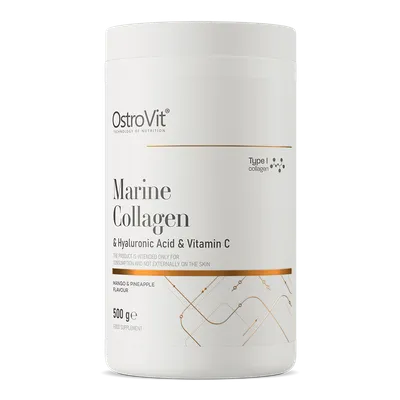 OstroVit Marine Collagen & Hyaluronic Acid & Vitamin C (Kolagen Morski + Kwas Hialuronowy + Witamina C w proszku, Suplement diety)