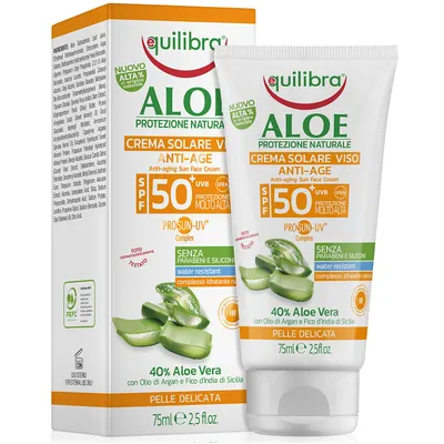 Equilibra Aloe, Crema Solare Viso Anti-Age SPF50+ (Przeciwzmarszczkowy krem do twarzy SPF50+)