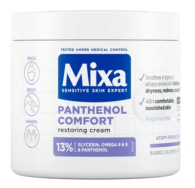 Mixa Panthenol Comfort, Restoring Cream (Krem do ciała, twarzy i dłoni dla dorosłych, dzieci i niemowląt)