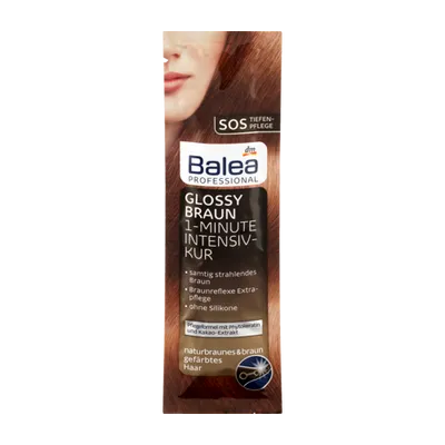 Balea Professional, Glossy Braun 1 - Minute Intensiv Kur (Intensywna jednominutowa kuracja do włosów brązowych)