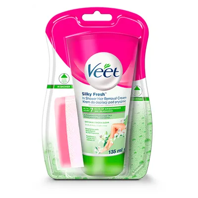 Veet Silky Fresh, In-Shower Hair Removal Cream Dry Skin  with Shea Butter & Lily Fragrance (Krem do depilacji pod prysznic do skóry suchej z masłem shea o zapachu lilii)