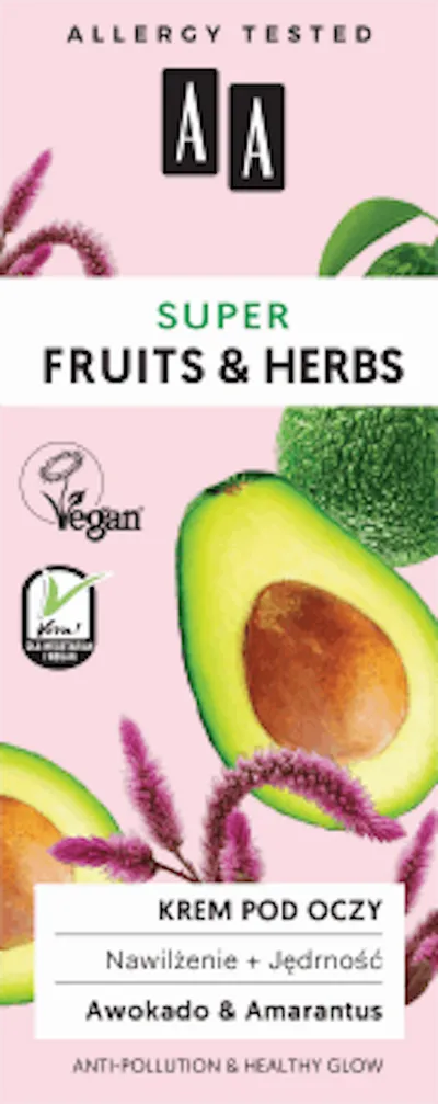 AA Super Fruits & Herbs, Krem pod oczy `Nawilżenie + jędrność`