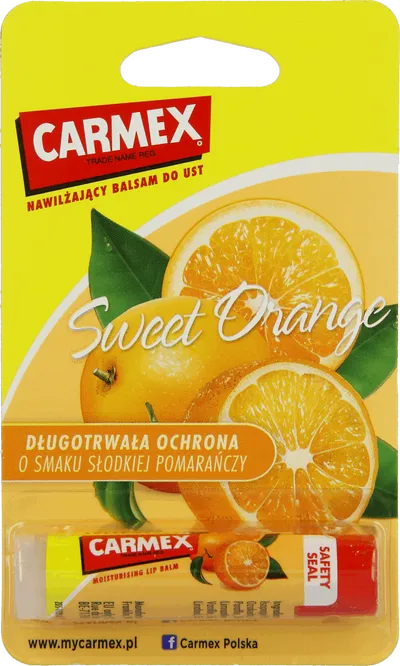 Carma Laboratories Carmex,  Moisturising Lip Balm Sweet Orange (Nawilżający balsam do ust w sztyfcie o smaku słodkiej pomarańczy)