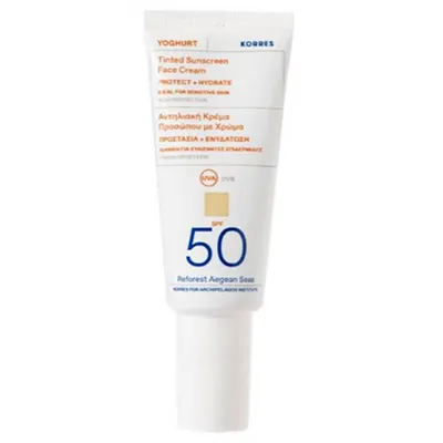 Korres Yoghurt Suncare, Tinted Sunscreen Face Cream SPF 50 (Koloryzujący krem ochronny do twarzy SPF 50)