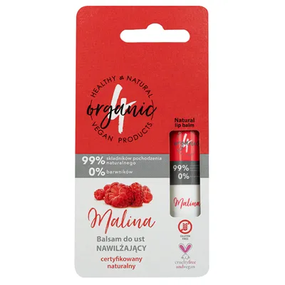 4Organic Naturalny nawilżający balsam do ust `Malina`