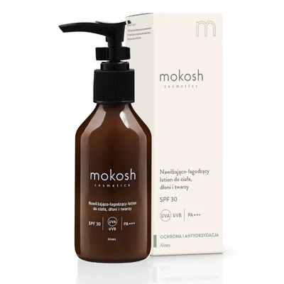 Mokosh Cosmetics Aloes, Nawilżająco-łagodzący lotion do ciała, dłoni i twarzy SPF 30