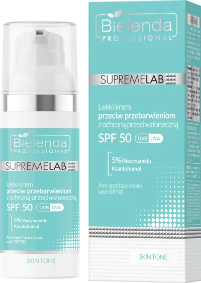 Bielenda Professional SUPREMELAB Skin Tone, Lekki krem przeciw przebarwieniom z ochroną przeciwsłoneczną SPF50