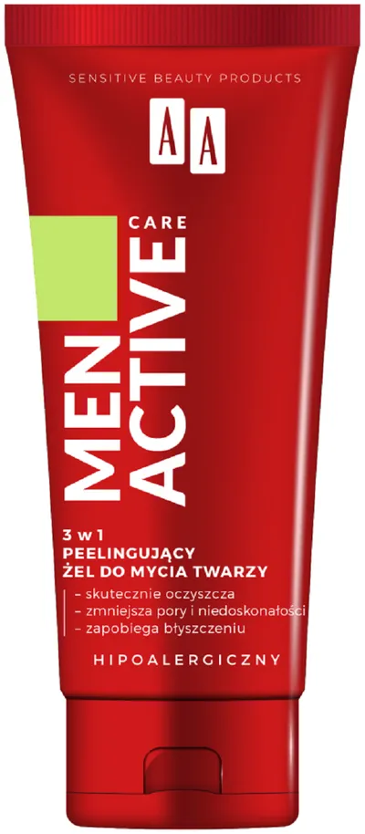 AA Men Active Care, Peelingujący żel do mycia twarzy 3 w 1