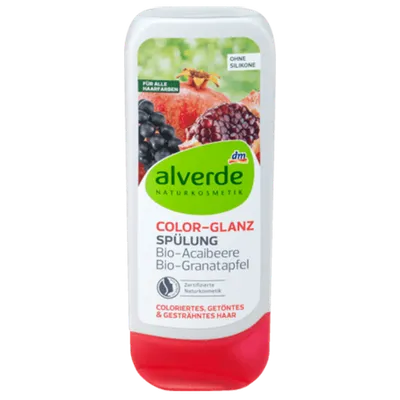 Alverde Color Glanz, Spulung mit Acaibeere & Granatapfel (Odżywka do włosów farbowanych z jagodami acai i granatem)