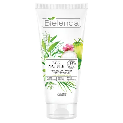 Bielenda Eco Nature, Peeling do twarzy detoksykujący `Woda kokosowa + zielona herbata + trawa cytrynowa`