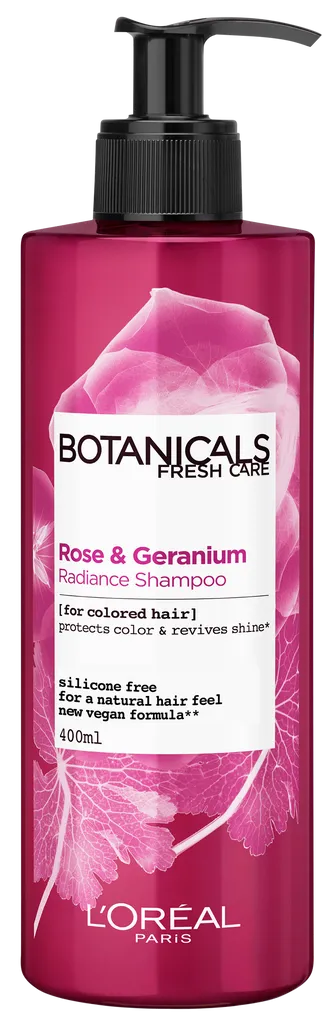 L'Oreal Paris Botanicals Fresh Care, Róża & Geranium, Nadający blask szampon do włosów farbowanych i pozbawionych blasku