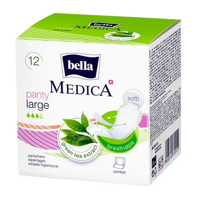 Bella Medica Panty Large, Wkładki higieniczne ultracienkie o wydłużonym kształcie z ekstraktem z zielonej herbaty