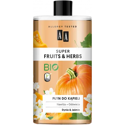 AA Super Fruits & Herbs, Płyn do kąpieli `Dynia & jaśmin`