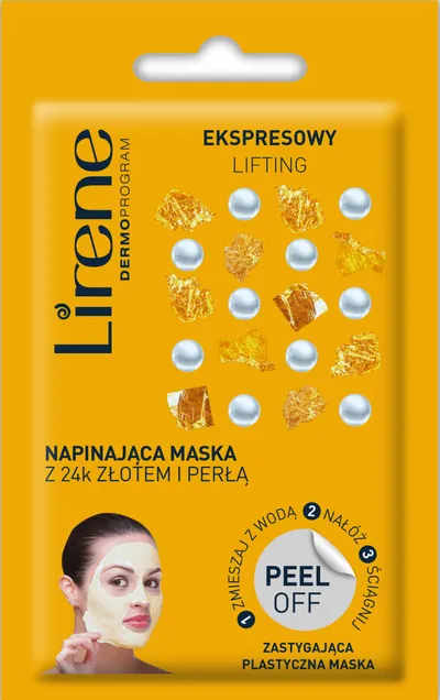 Lirene Dermoprogram Ekspresowy lifting, Napinająca maska peel-off z 24k złotem i perłą