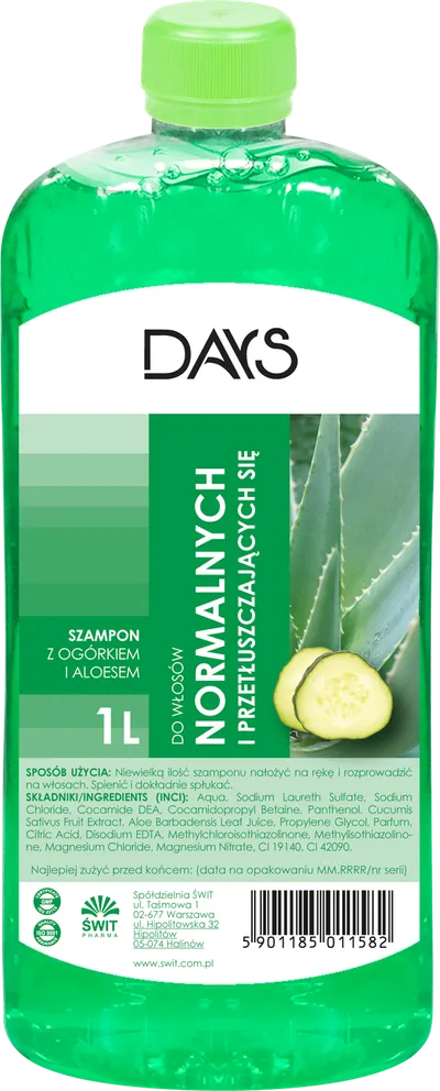 Days Cosmetics Szampon z ogórkiem i aloesem do włosów normalnych i tłustych