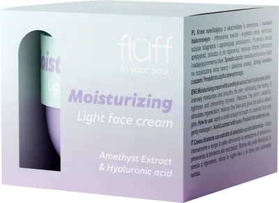 Fluff Moisturizing Light Face Cream (Nawilżający krem do twarzy z ekstraktem z ametystu i kwasem hialuronowym)