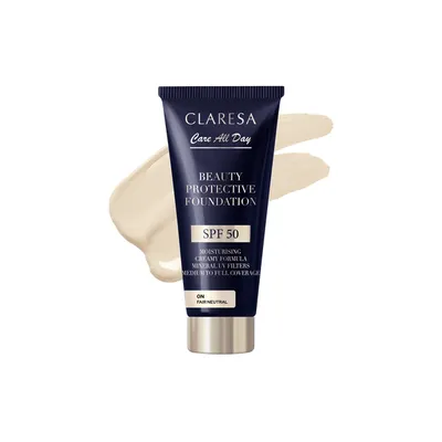 Claresa Care All Day, Beauty Protective Foundation SPF50 (Nawilżający podkład z filtrem SPF50)