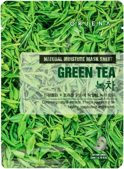 Orjena Natural Moisture Mask Sheet Green Tea (Maska w płachcie z zielonej herbaty kojąco- oczyszczająca)