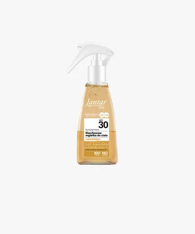 Jantar Sun, Bursztynowa dwufazowa mgiełka rozświetlająca do ciała SPF30