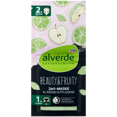 Alverde Beauty & Fruity, 2in1-Maske (Maseczka do twarzy `Bio-limonka i bio-jabłko`)