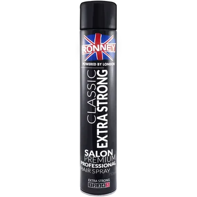 Ronney Salon Premium Professional, Classic Extra Strong Hair Spray (Modelujący lakier do włosów bardzo mocny)