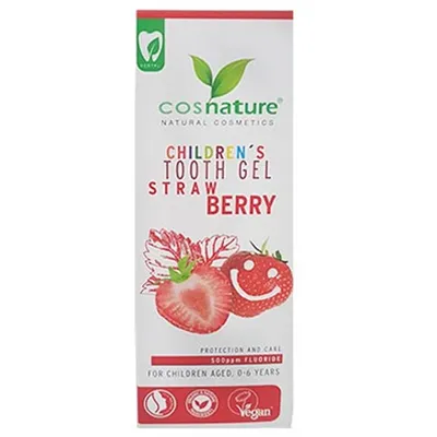 Cosnature Children`s Tooth Gel Strawberry (Naturalna pasta do zębów dla dzieci z fluorem)