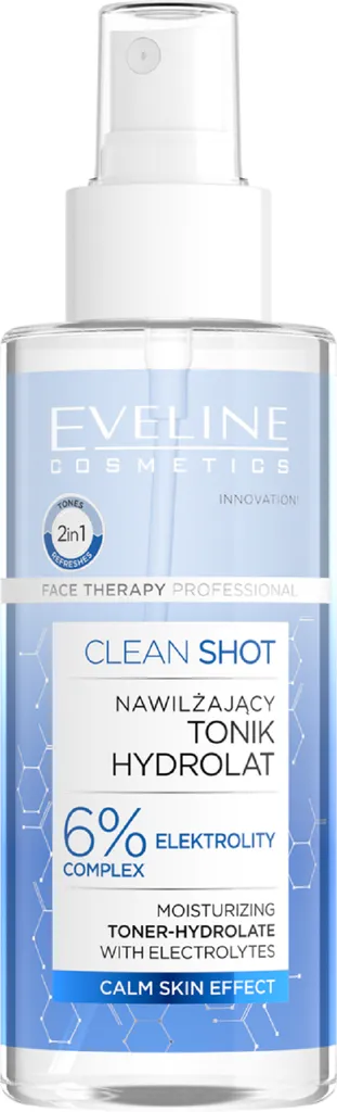 Eveline Cosmetics Face Therapy Professional, Clean Shot, Nawilżający tonik hydrolat
