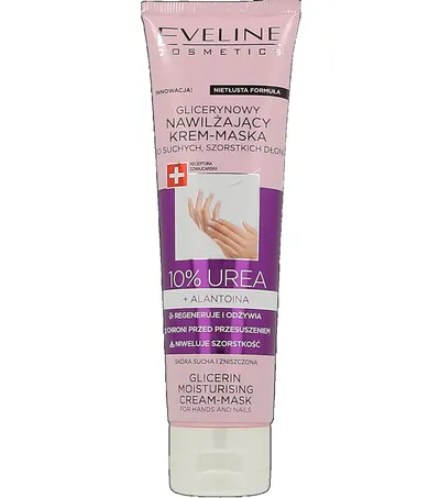 Eveline Cosmetics Glicerynowy nawilżający krem- maska do suchych, szorskich dłoni `10% Urea + Alantoina`