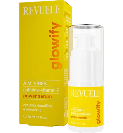 Revuele Glowify, A.M. Vibes, Caffeine + Vitamin E Power Serum (Serum pod oczy z kofeiną i witaminą E)