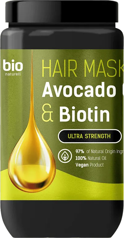 Bio Naturell Avocado Oil & Biotin, Ultra Strenght Hair Mask (Olej Avocado i Biotyna, Nawilżająca maska do włosów)