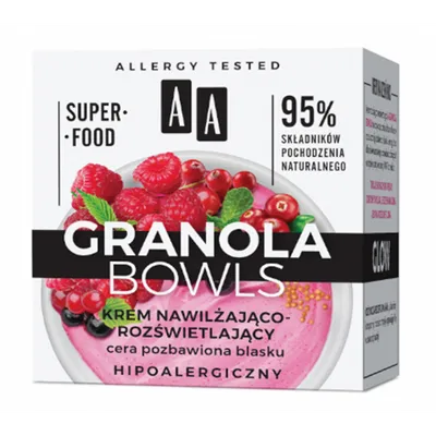 AA Granola Bowls, Krem nawilżająco-rozświetlający cera pozbawiona blasku