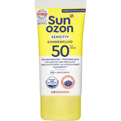 SunOzon Sensitiv Sonnenfluid LSF 50 (Fluid przeciwsłoneczny SPF 50 do suchej i wrażliwej skóry)