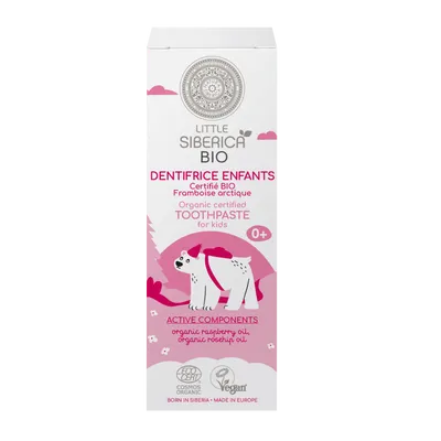 Natura Siberica Little Siberica, Organic Certified Toothpaste (Pasta do zębów dla dzieci z arktyczną maliną 0+)